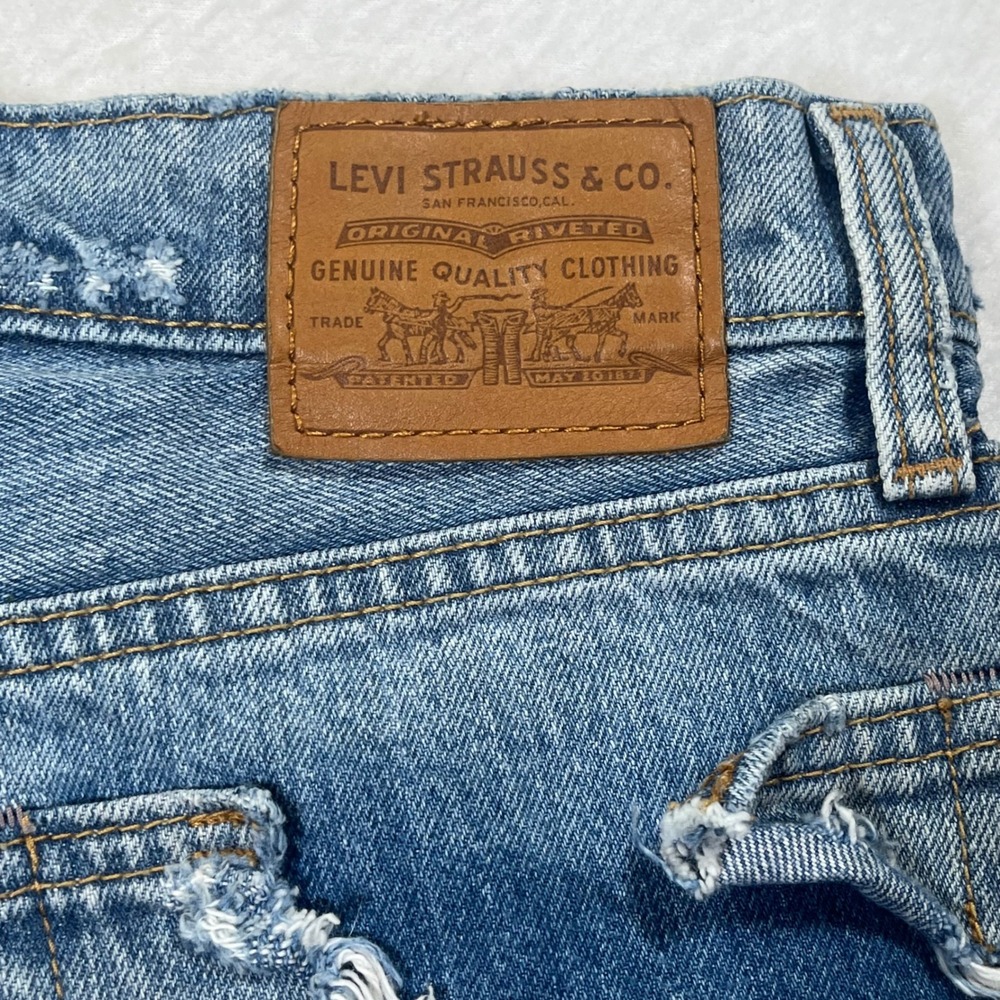 Levi's Wedgie Short Blue Distressed Raw Hem High Rise Button Fly Casual Boho 29 - Picture 7 of 10
